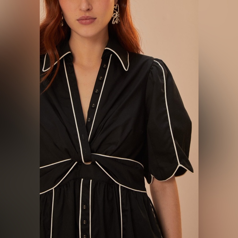 FARM Rio Black Dress with White Contrast Detail - Picture 5 of 12